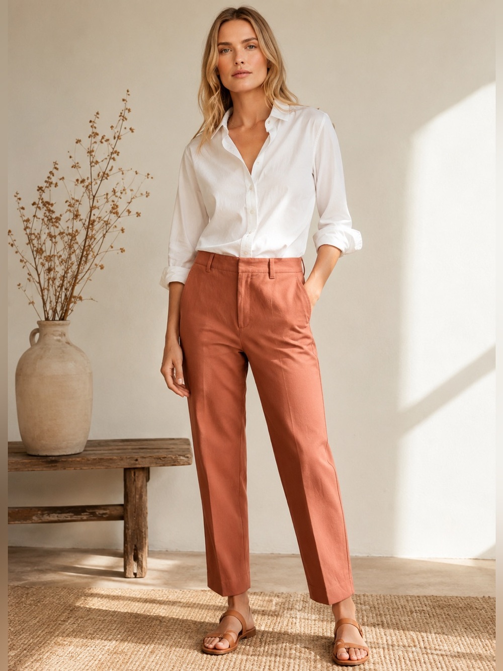 Vince Cropped Ankle Pants in Terracotta